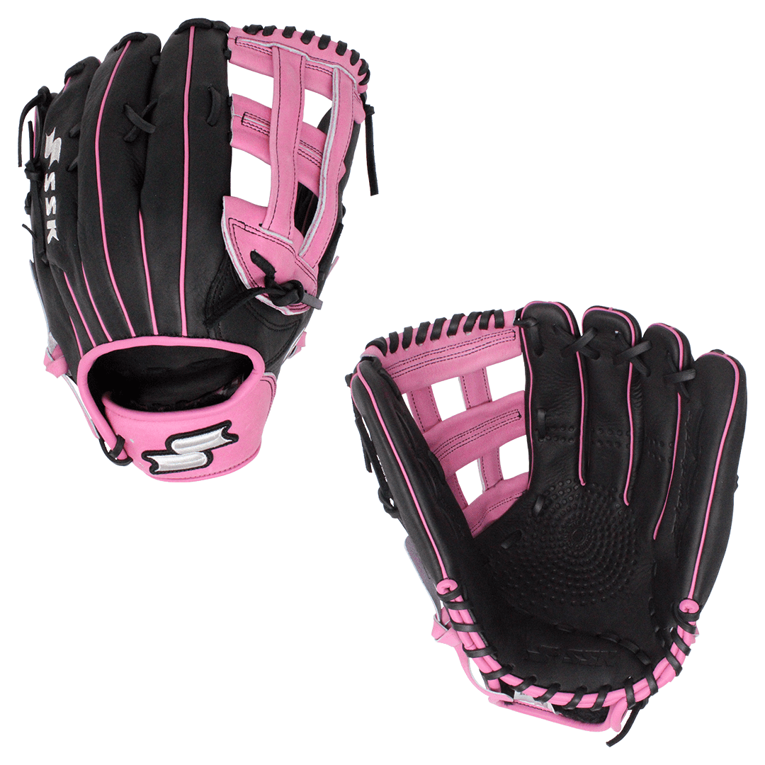 SSK ZSLOW DIMPLE 13" Slowpitch Softball Glove ZSD1300BLKPNK3