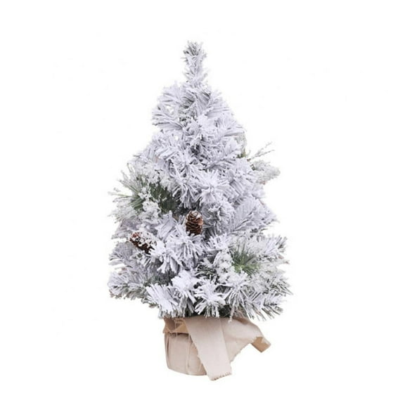 SSKDBFJG 16 Inch Snow Flocked Artificial Christmas Tree, Tabletop Christmas Tree Burlap Base