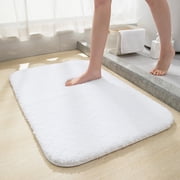 SSKDBFJG Bathroom Rug Mat, Extra Soft and Absorbent Bath Rugs, Washable Non-Slip Carpet Mat for Bathroom Floor, Tub, Shower Room,White  24"x16"