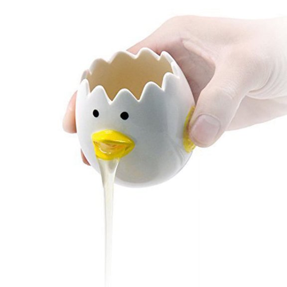 SSKDBFJG Cute Egg Separator, Ceramics Vomiting Chicken Egg Yolk White Separator, Practical Household Small Egg Filter Splitter, Kitchen Gadget Baking Assistant Tool, Dishwasher Safe (Yellow)