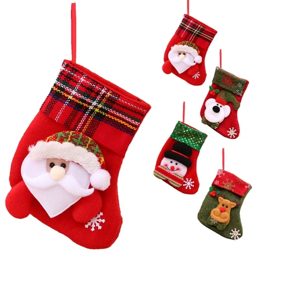 SSKDBFJG Mini Christmas Stocking Red Santa-Snowman-Bear-Elk Christmas Tree Decoration