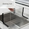 thumbnail image 1 of SSKDBFJG Roll Up Dish Coat Rack 18pcs Stainless Steel Link Collapsible Sink Dish Rack, L17"*H14" - Black, 1 of 6