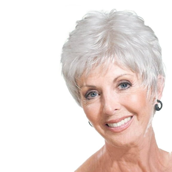 SSKDBFJG Short Wiglet Hair Topper for Women with Thinning Hair Large Coverage Synthetic Top Crown Hair Piece for Women - Silver White