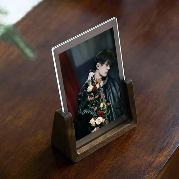 SSKDBFJG Wooden photo frame set of 2 - Rustic wooden photo frame with walnut base and HD shatterproof acrylic cover for tabletop or desktop display (landscape + portrait) 4x6