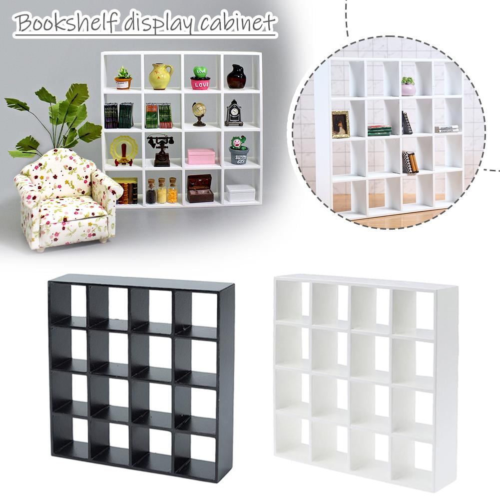 Miniature Collection Rack SSKFHGI 1 12 Miniature Wood Storage Rack 16 Grid Shelves Doll House UK ...