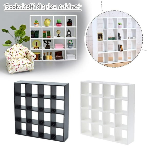 SSKFHGI 1 12 Miniature Wood Storage Rack 16 Grid Shelves Doll House UK Decor