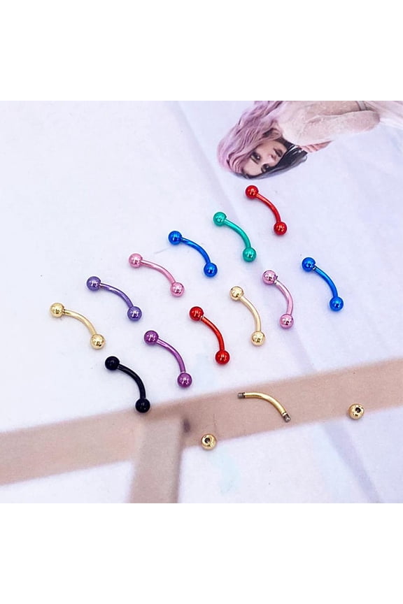 SSKFHGI 10pcs Curved Eyebrow Septum Piercing Opal Tragus Bar Body Helix Jewelry Piercing Steel For ringsseptum jewelerycurved septum stainless piercingvertical stud jewellerycurved barslip 10mm l