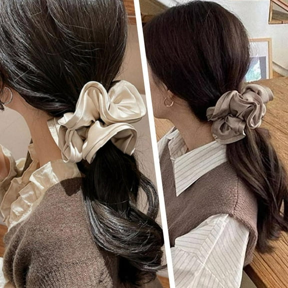 SSKFHGI 14CM Women Large Hair Scrunchie Ponytail Elastic Hair Bobble Tie Satin Silk