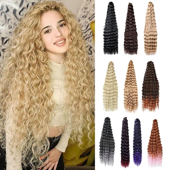 SSKFHGI 30Inch Long Deep Wave Twist Synthetic Hair Deep Curly Wave Hair Extension