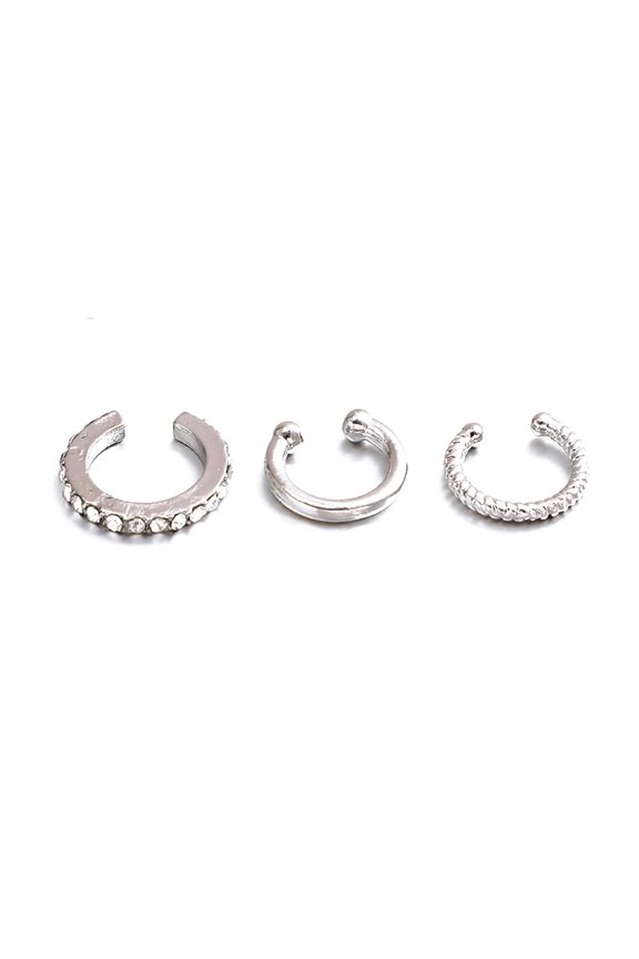 Clerance! 5679402 European And American Women'S Ear Bone Clips Without Piercings, Personality, Temperament, Niche, Versatile, Diamond-Studded Ear Clips, 3-Piece Set