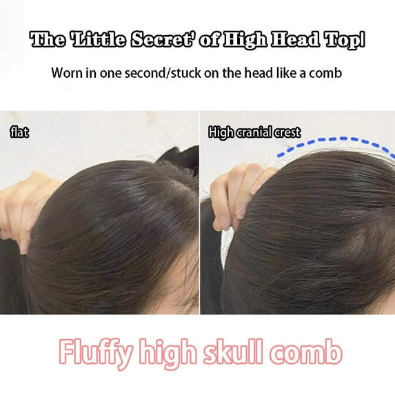 SSKFHGI 4. Black Wig For Women With Short Hair, Fluffy And Natural Top Hair Pad, Invisible Hair Bun, Heightening Artifact, Headdress And Comb