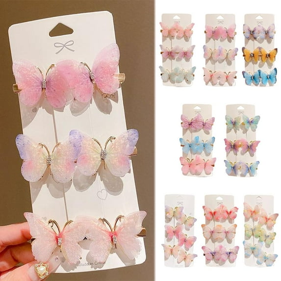 SSKFHGI 4# Dielian 6pcs Butterfly Hairpins For Girls Princess Cute Super Fairy Children'S Hair Accessories Headdress Hairpin Bangs Clip Side Clip