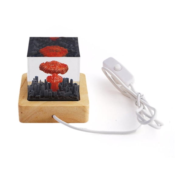 SSKFHGI 5cm Explosion Mushroom Cloud Usb Night Light Ornaments Atomic Bomb Explosion Mushroom Cloud Creative Crystal Epoxy Resin Crafts