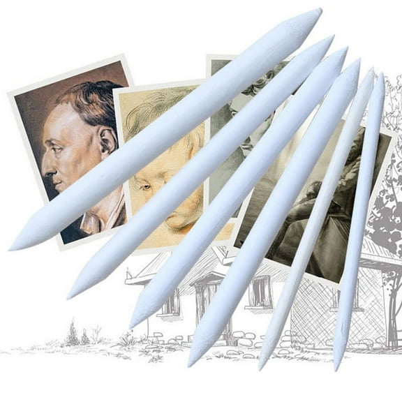 SSKFHGI 6 Pcs White Pastel Charcoal Blender Stump Sketch Pencil Drawing
