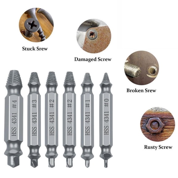 SSKFHGI 6pcs Plastic Box High Speed Steel Extractor Double Head Screw Slip Removal Tool S2 Screwdriver Batch Head Broken Wire Set