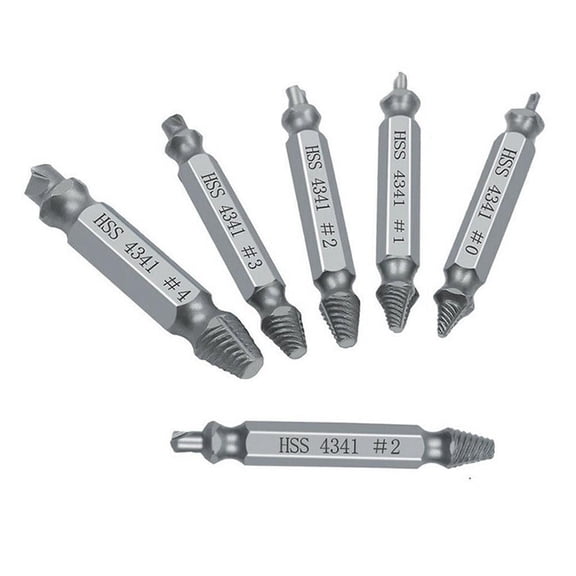 SSKFHGI 6pcs Plastic Box High Speed Steel Extractor Double Head Screw Slip Removal Tool S2 Screwdriver Batch Head Broken Wire Set