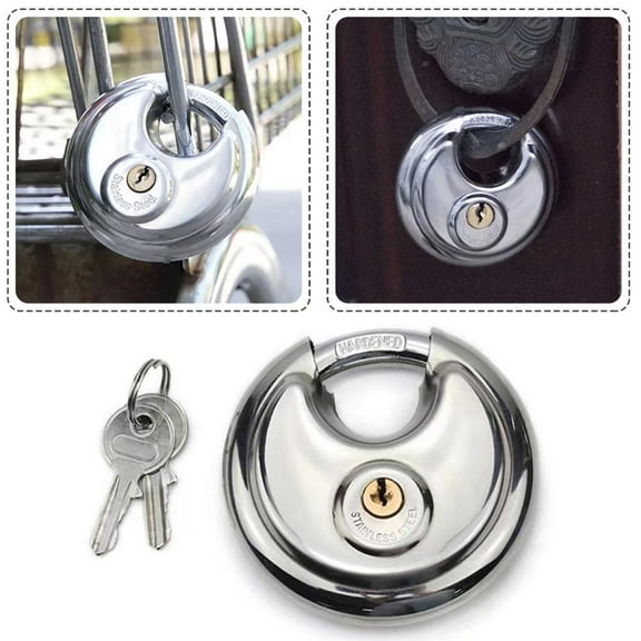 SSKFHGI 80mm Round Cake Lock Pure Copper Core Round Cake Lock Round Padlock Household Anti-Theft Anti-Rust Waterproof Home Lock Room Window Padlock Horizontal Lock