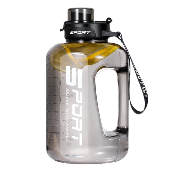 9001 Black Internet Celebrity Ton Cup Fitness Large Capacity Sports Water Bottle Plastic Space Cup Ton Straw Cup High Temperature Resistant Ton Barrel