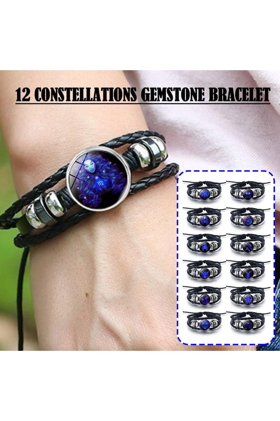 Aries Men And Women Bracelets Twelve Constellations Leather Rope Bracelets Student Trendy Couple Jewelry Jewelry Female Korean Version Fashion Men