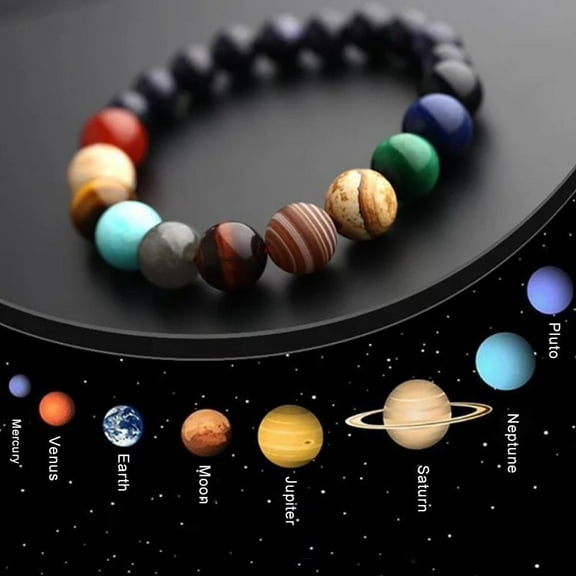 SSKFHGI BBASILIYSD Eight Planets Bead Bracelet Men Natural Stone Universe Yoga Solar Chakra Bracelet Chritmas A3B0 Jewelry Gifts For Women Men