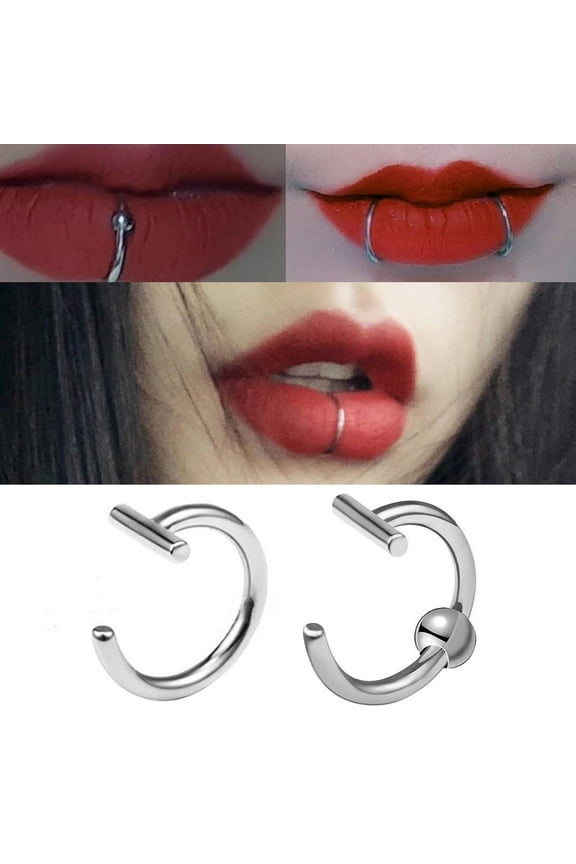 Ball-Silver 1.0*8mm Personalized Hole-Free False Lip Studs, Lip Clips, Lip Rings, Piercing Titanium Steel, Stainless Steel Jewelry, Nose Studs, Nose Rings