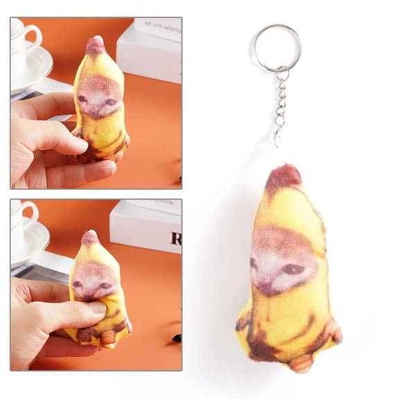SSKFHGI Banana Cat Plush Pendant Cute Crying Banana Cat Funny Keychain Pendant Keyring
