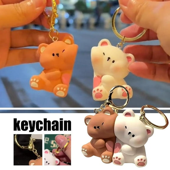SSKFHGI Bear Keychain Pendant 1 Pair Of Cute Cartoon Bear And You Stick Love Couple Magnetic Keychain Small Pendant Gift Doll Small Gift