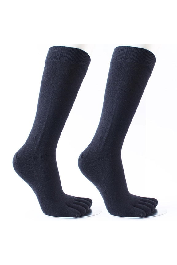 SSKFHGI Black Men'S Pure Cotton Long Five-Finger Socks Japanese Style Pure Cotton Breathable Sweat-Absorbent Deodorant Split Toe Socks