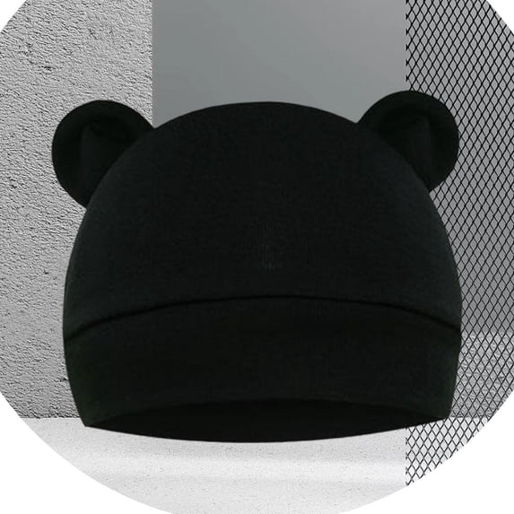SSKFHGI Black One Size Baby Fetal Hat With Ears Baby Pullover Hat Baby Bear Hat Newborn Hat Thin