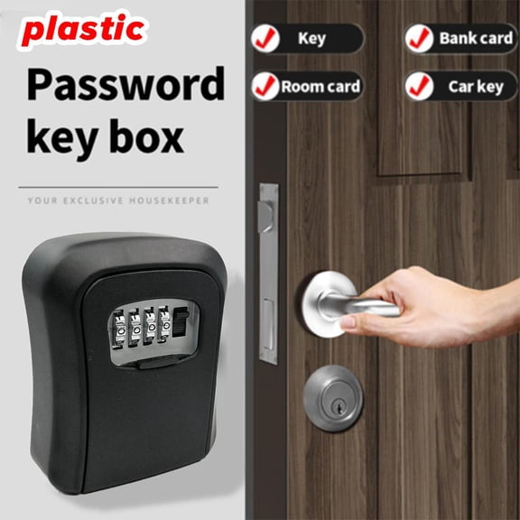 SSKFHGI Black Plastic Password Key Box Decoration Password Box Password Lock Box Anti-Theft Lock Homestay Key Box Door Cat'S Eye Key Box