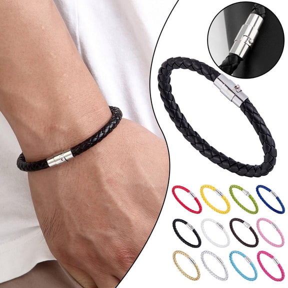 SSKFHGI Black Pu Braided Men'S And Women'S Bracelet Leather Couple Bracelet Jewelry