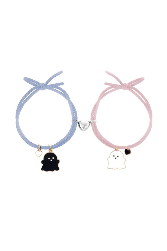 Clerance! Blue Rope + Pink Rope Ghost Couple Bracelet Pair For Boyfriend Small Leather Case Love Attraction Bracelet Female Small Rubber Band