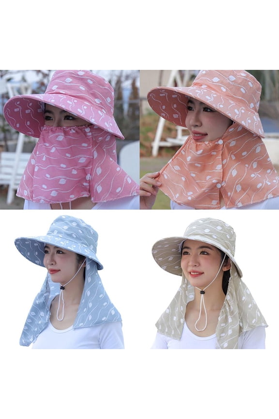 SSKFHGI Blue - Shawl Does Not Remove The Sun Hat Women'S Summer Face Covering Sun Hat Outdoor Farming Tea Picking Hat Beach Wide Brim Sun Hat