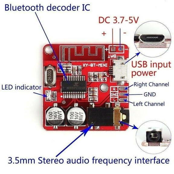 SSKFHGI Bluetooth 50 Audio Receiver Board with Lossless Decoder and MP3 Modul