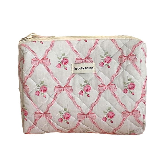 SSKFHGI Bow Bag Cosmetic Toiletry with Pink New Box Large Zipper Lot C3