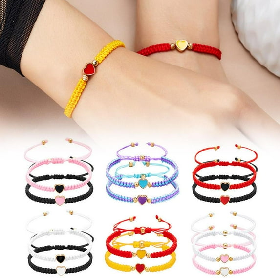 SSKFHGI Br23y0826-1 Simple Oil Drop Love Heart Shape Braided Bracelet Valentine'S Day Gift Sisters Friendship Adjustable Bracelet
