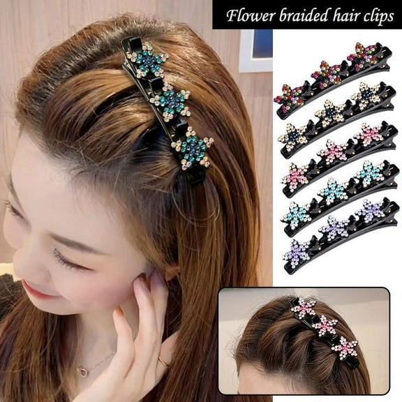 SSKFHGI Braided Hairpin-Star Pink Rhinestone Braided Hairpin Bangs Clip Broken Hair Tidying Artifact