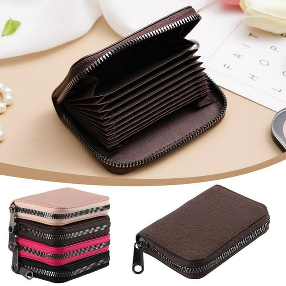 SSKFHGI Brown Card Holder Id Card Holder With Multiple Card Slots For Men Short Large Capacity Accordion Bag Card Holder