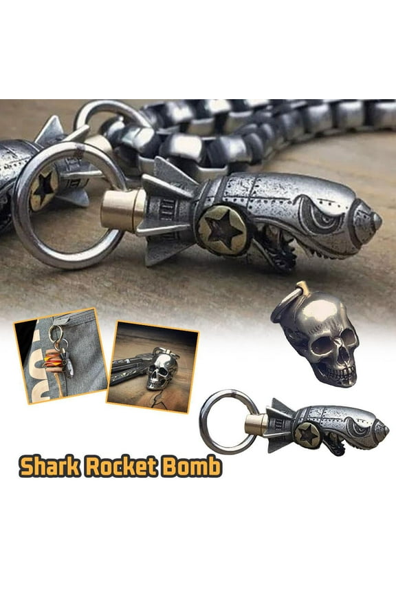 C Shark Rocket Bomb Keychain Hand Metal Fun Cool Bottle Opener Keychain Decoration