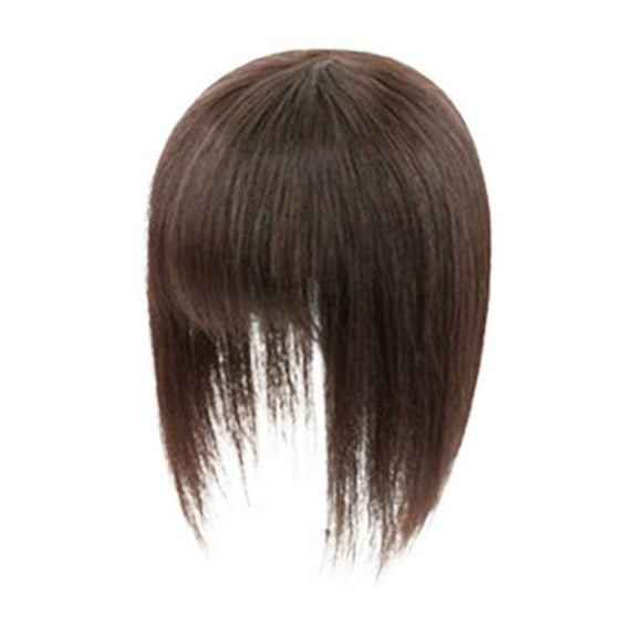 SSKFHGI Dark Brown 25cm Wig Female Long Hair Top Hair Piece Air Bangs Hair Piece Top Cover White Hair Natural Simulation Hair Replacement Block