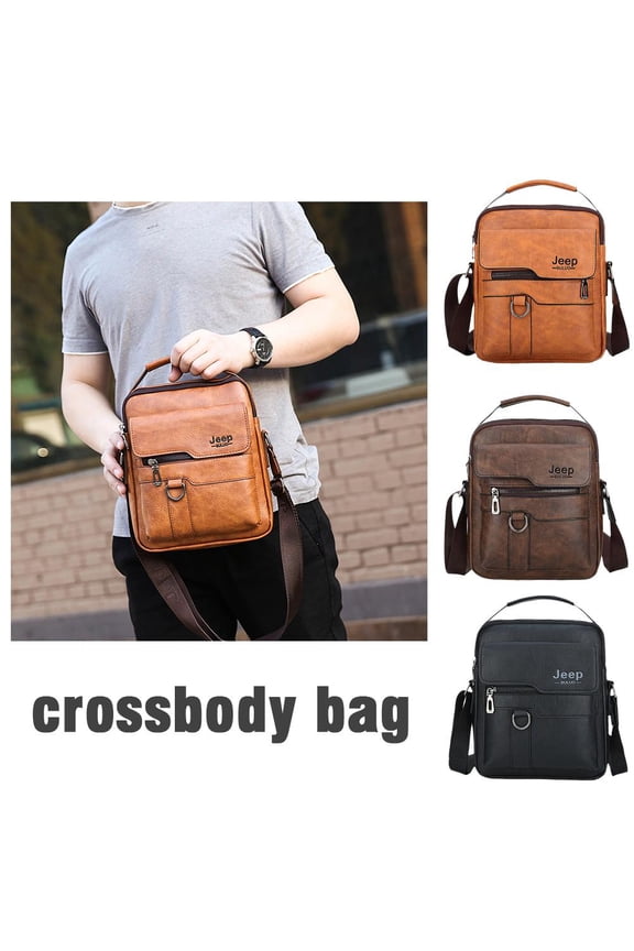 Dark Brown Men'S Bag Shoulder Bag Messenger Bag Casual Retro Handbag Men'S Briefcase Backpack