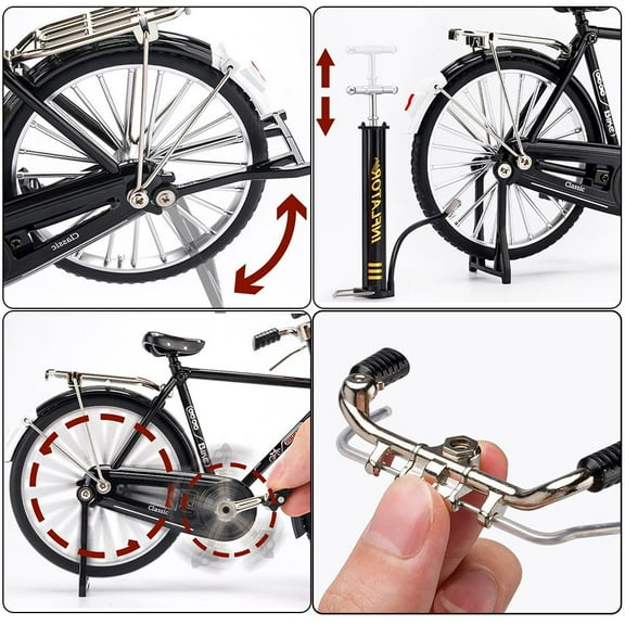 SSKFHGI Diy Black Diy 28 Big Bar Men'S Bicycle With Pump Metal Model Large Collection Toy