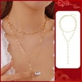 thumbnail image 1 of SSKFHGI Doublelayered Square Bead Long Necklace Set Sweater Chain Fashion Temperamen, 1 of 8