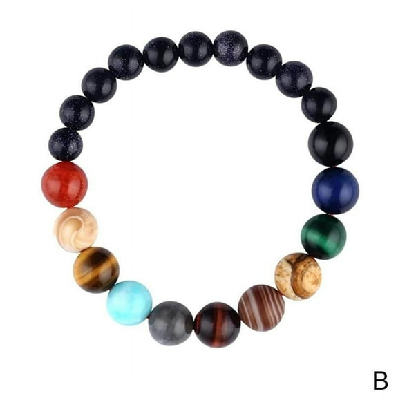 SSKFHGI Eight Planets Bead Bracelet Men Natural Stone Yoga Chakra Drop V4F3 Universe Men Solar Jewelry Bracelet System