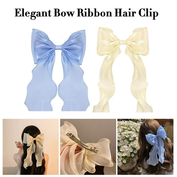 SSKFHGI Elegant Bow Ribbon Hair Clip Elegant Bow Ribbon Hair Clip