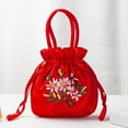 thumbnail image 1 of Red A 1821 Portable Embroidered Bag With Ribbon Embroidered Drawstring Bag Handmade Flower Bag With Many Colors Available, 1 of 7