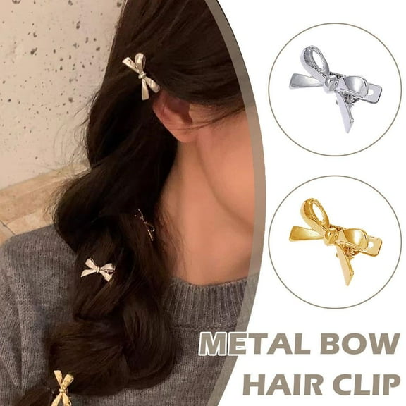 SSKFHGI F8184kc Gold Metal Bow Hairpin Sweet Cool Girl Small Bangs Clip Hairpin Edge Clip Broken Hair Clip Duckbill Clip Hair Accessories
