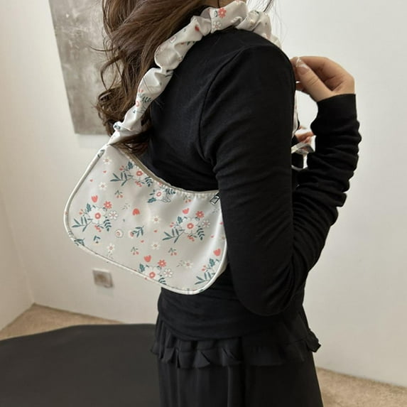 SSKFHGI Floral Minimalist Shoulder Bagsweet Countryside Style Handbag Small Nylon Bag