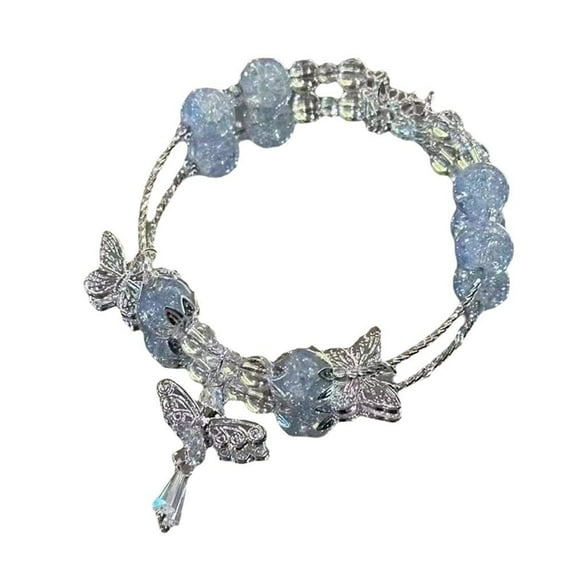 SSKFHGI Forest Butterfly Bracelet Chinese Butterfly Beaded Bracelet Same Style Female Style Impression Light Luxury Niche High-End Temperament Couple Bracelet Girlfriends Gift