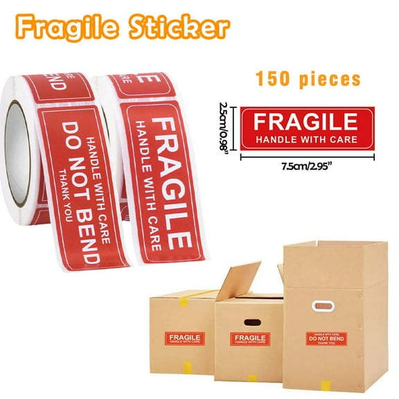 SSKFHGI Fragile Stickers 1 Roll 150Pcs Fragile Label Sticker Care Handle Mailing